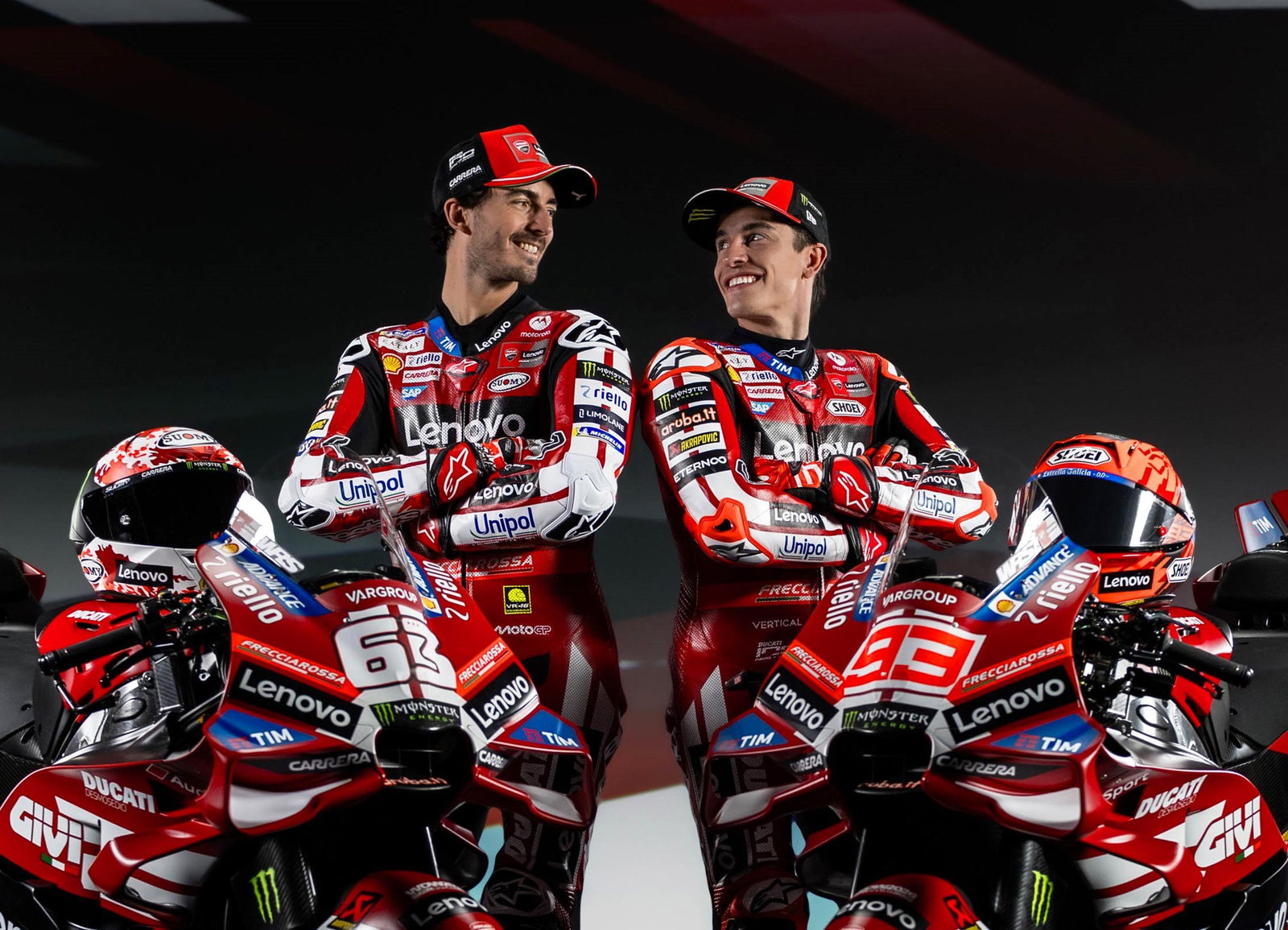 Francesco Bagnaia, Marc Marquez, 2026 Ducati MotoGP launch.