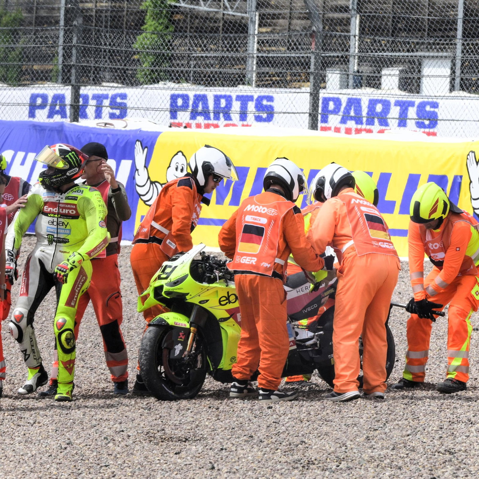 Fabio di Giannantonio crash, Turn 1, 2025 German MotoGP