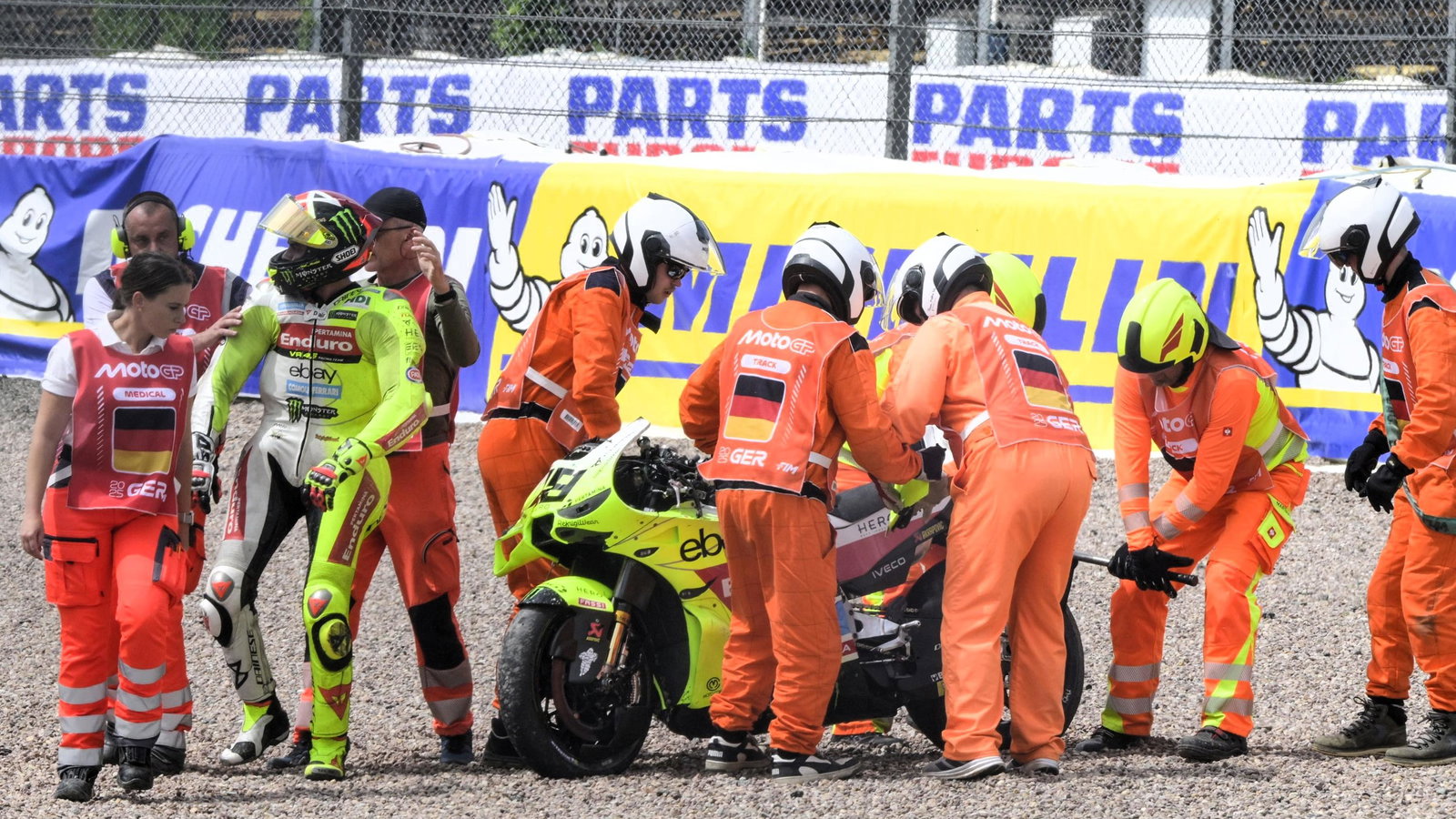 Fabio di Giannantonio crash, Turn 1, 2025 German MotoGP
