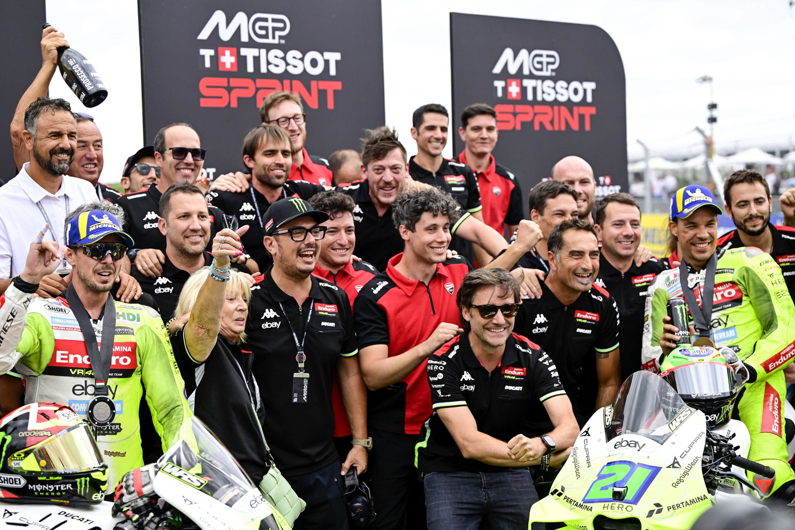 VR46 celebrate a Sprint double podium.