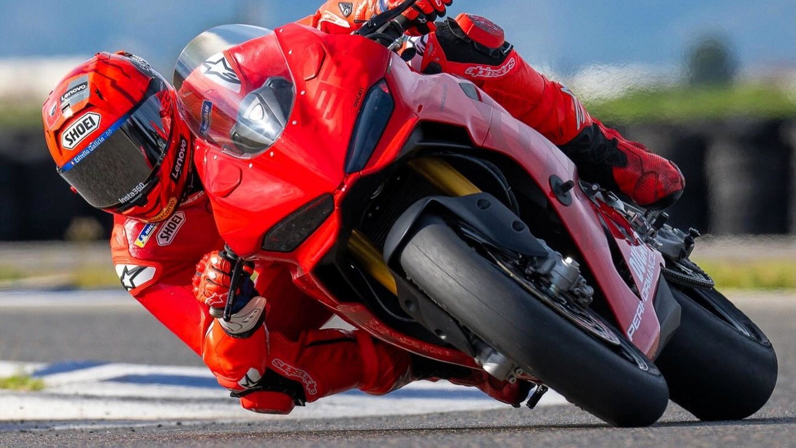 Marc Marquez training on a Panigale V2 at the Aspar Circuit in Valencia (pic: Instagram @MarcMarquez93)