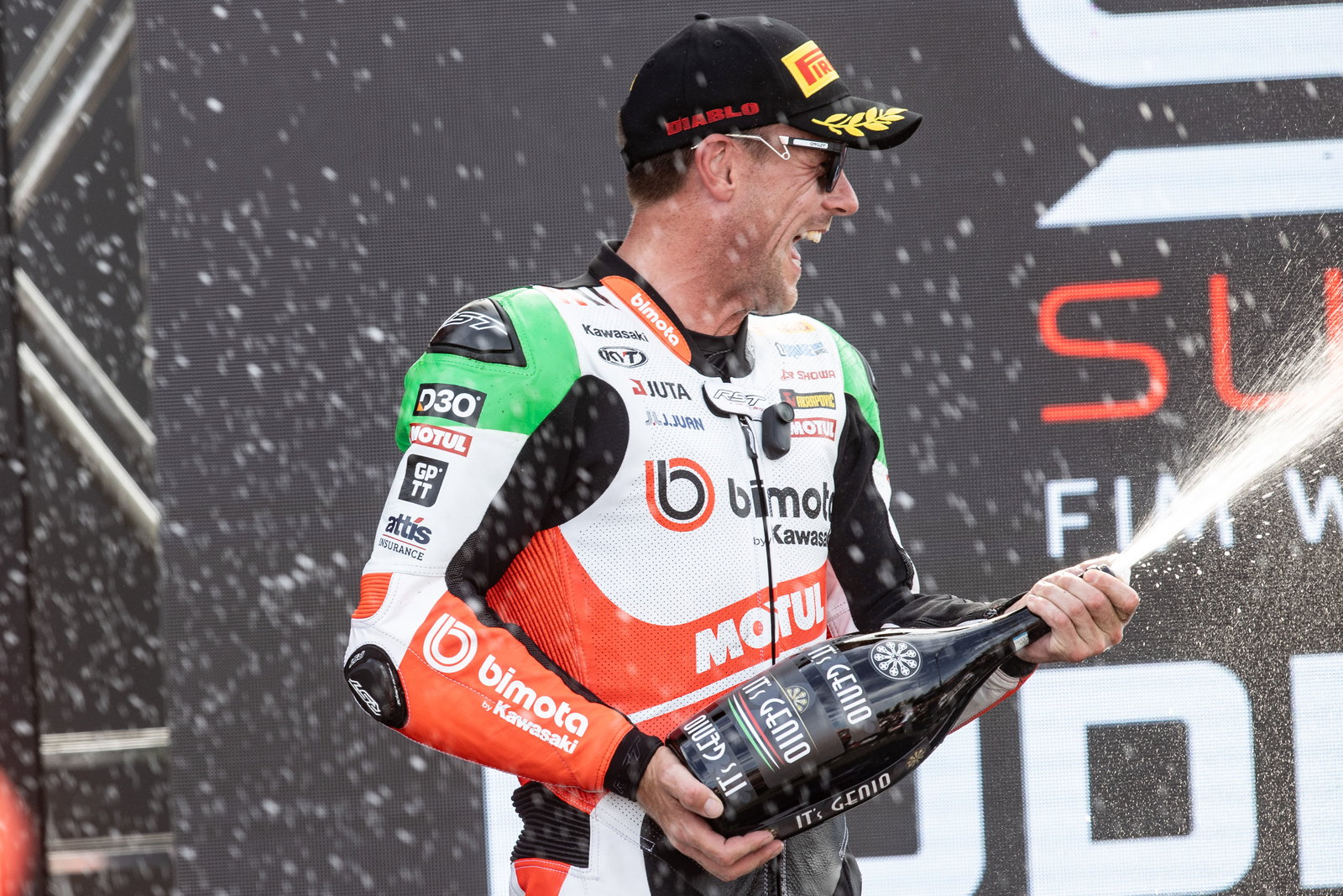 Alex Lowes, 2025 French WorldSBK podium. Credit: Gold and Goose.