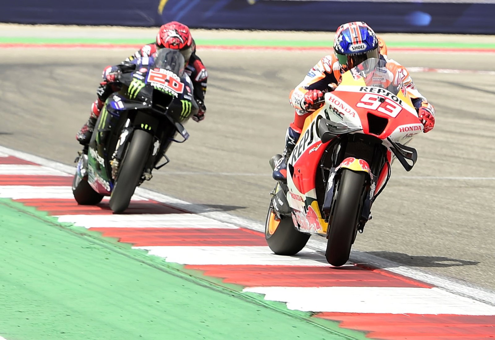 Marc Marquez, Fabio Quartararo battle in the closing stages of the 2022 Americas MotoGP.