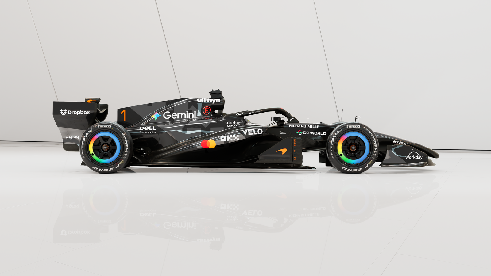 The MCL40 is sporting a test livery