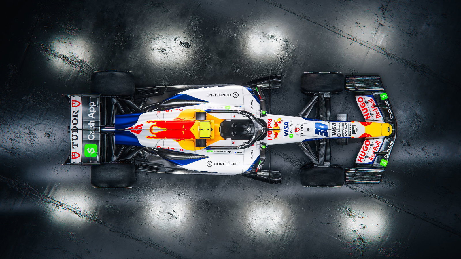 An overhead shot of the new Racing Bulls livery