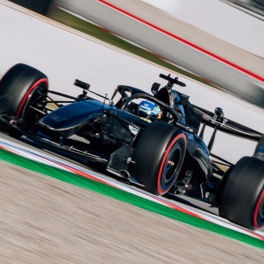 Aston Martin's AMR26 on track