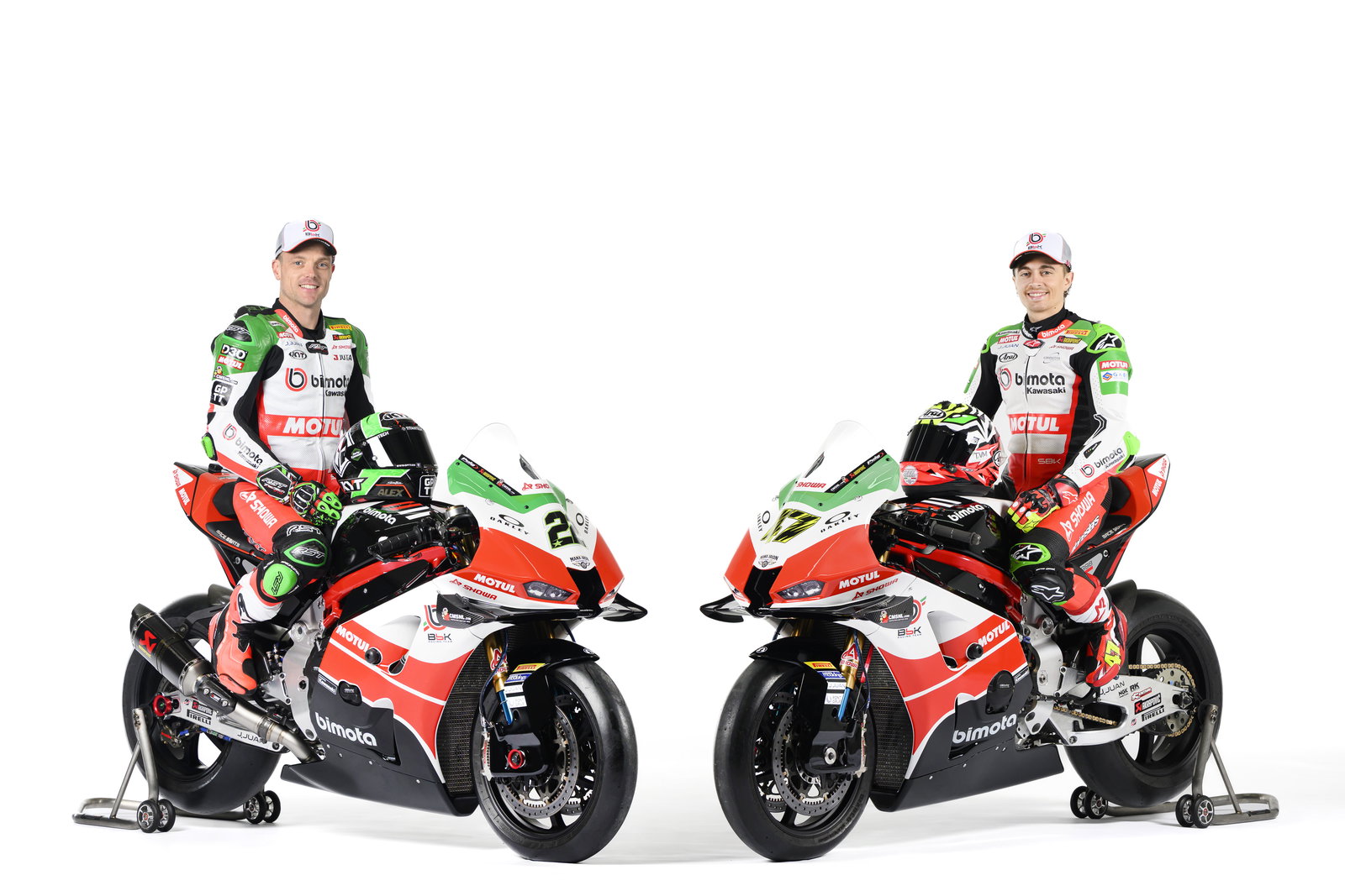 Alex Lowes and Axel Bassani on 2026 Bimota KB998 WorldSBK bikes. Credit: Bimota by Kawasaki Racing Team.