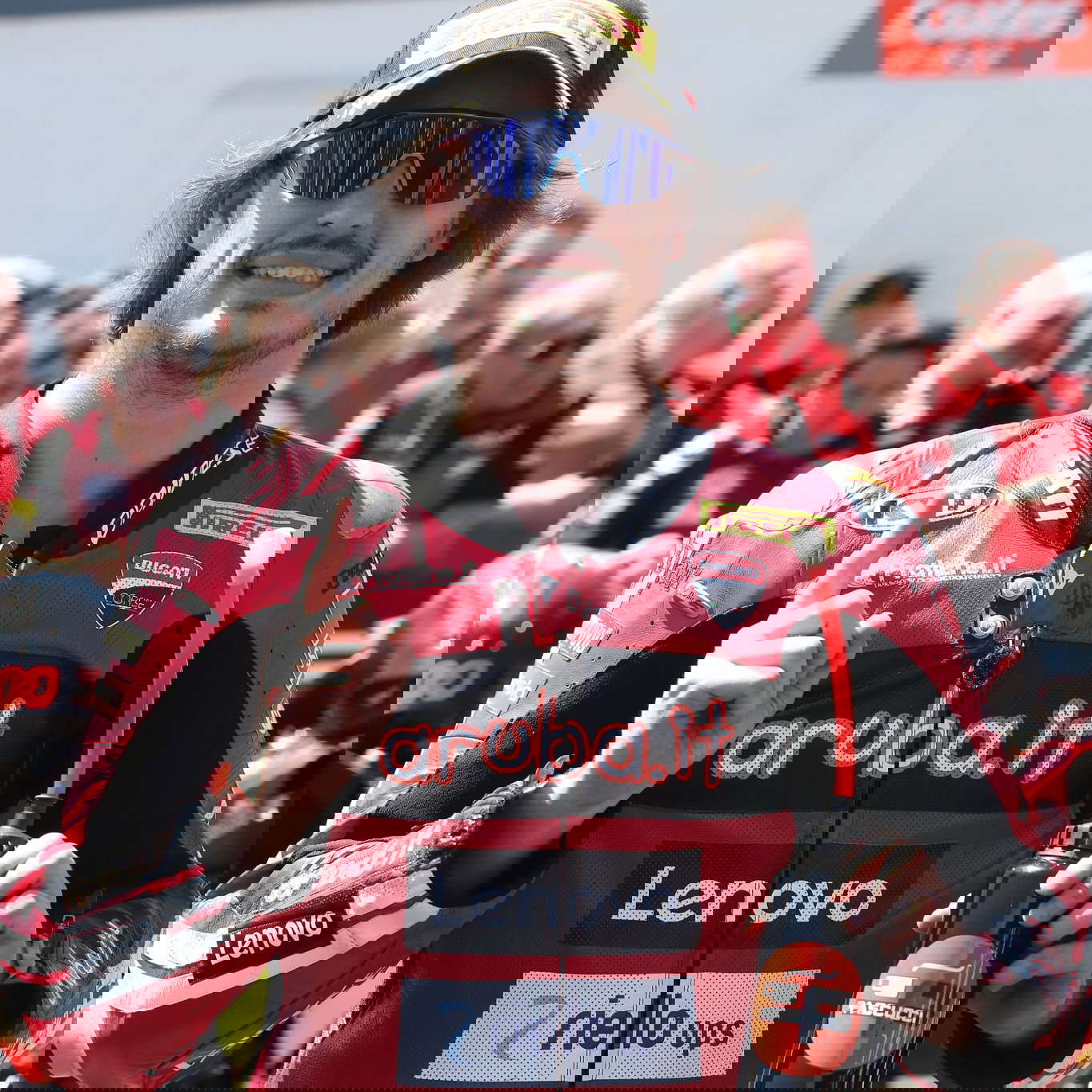 Nicolo Bulega, 2026 Australian WorldSBK, parc ferme. Credit: Gold and Goose.