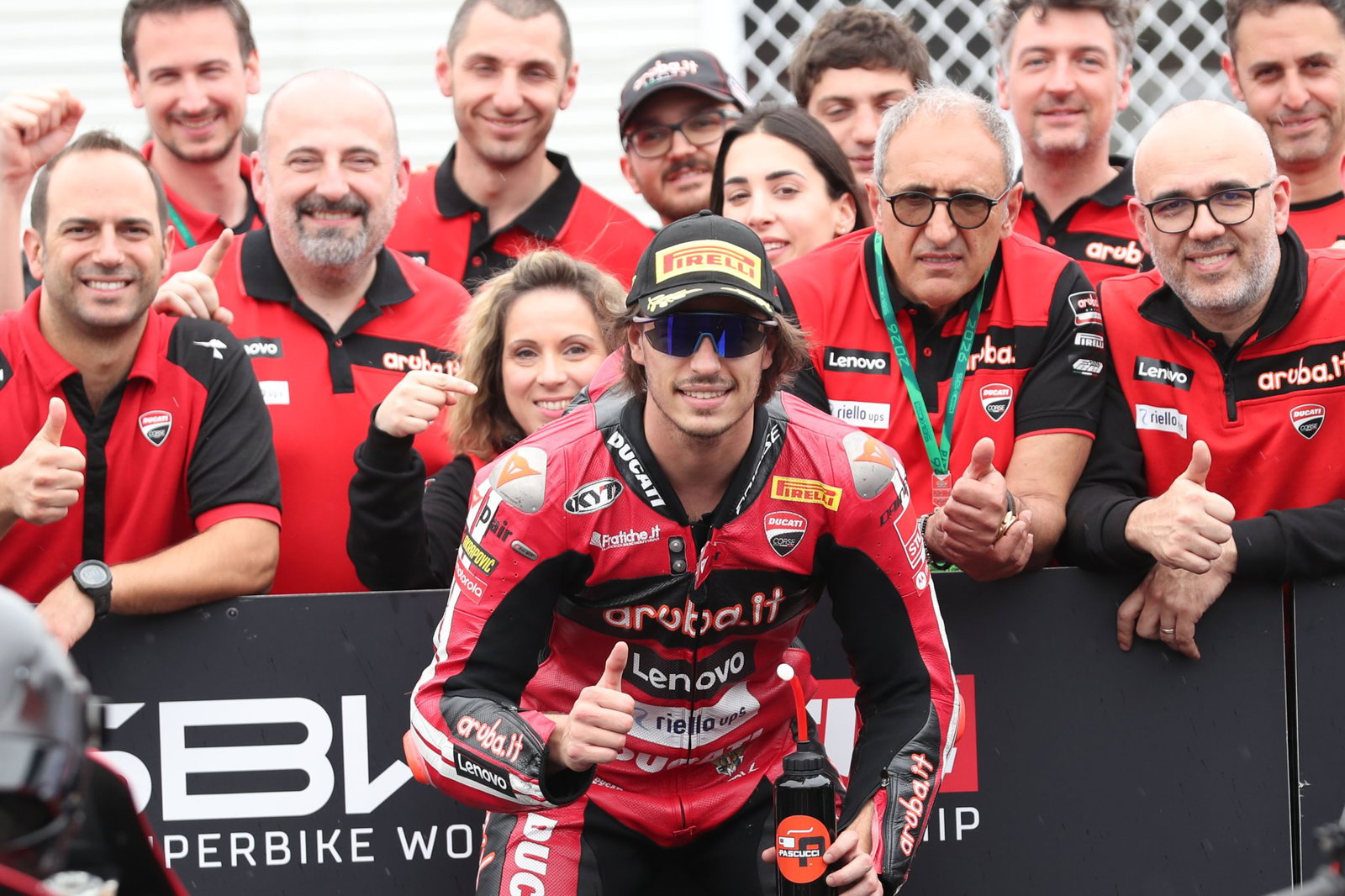 Nicolo Bulega, 2026 Australian WorldSBK, parc ferme. Credit: Gold and Goose.