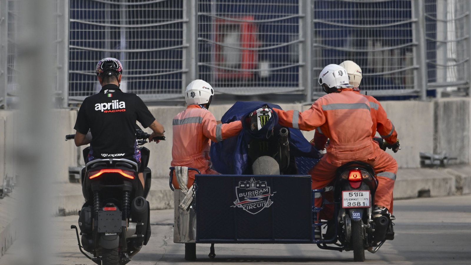 Marc Marquez's damaged Ducati after a crash in testing