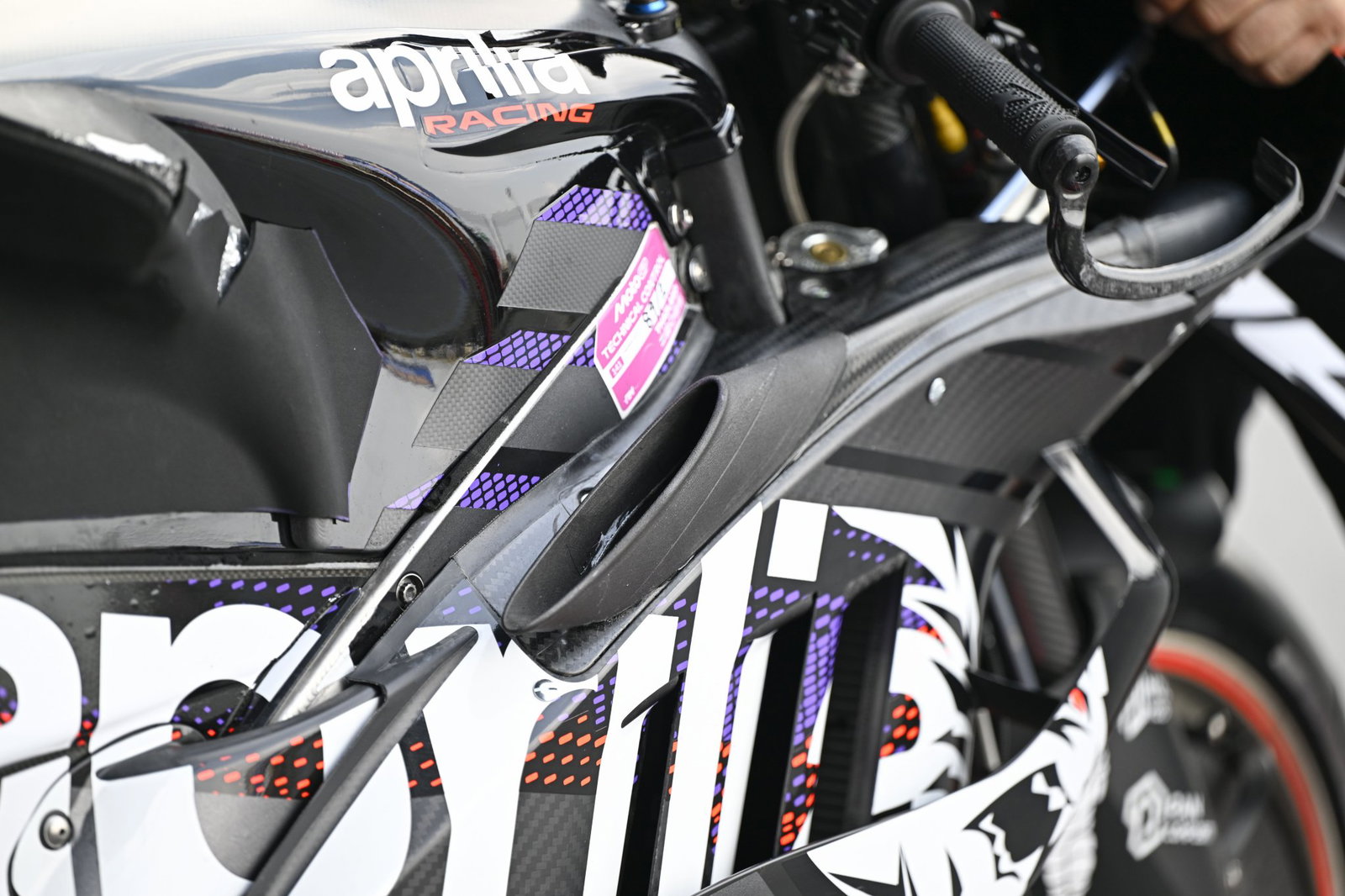 Exhaust outlet for inner air channel on 2026 Aprilia RS-GP. Credit: Gold and Goose.