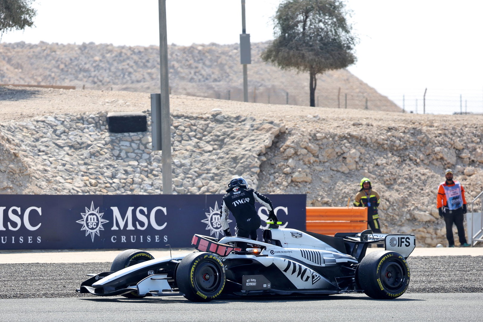 New F1 team Cadillac stopped on track twice