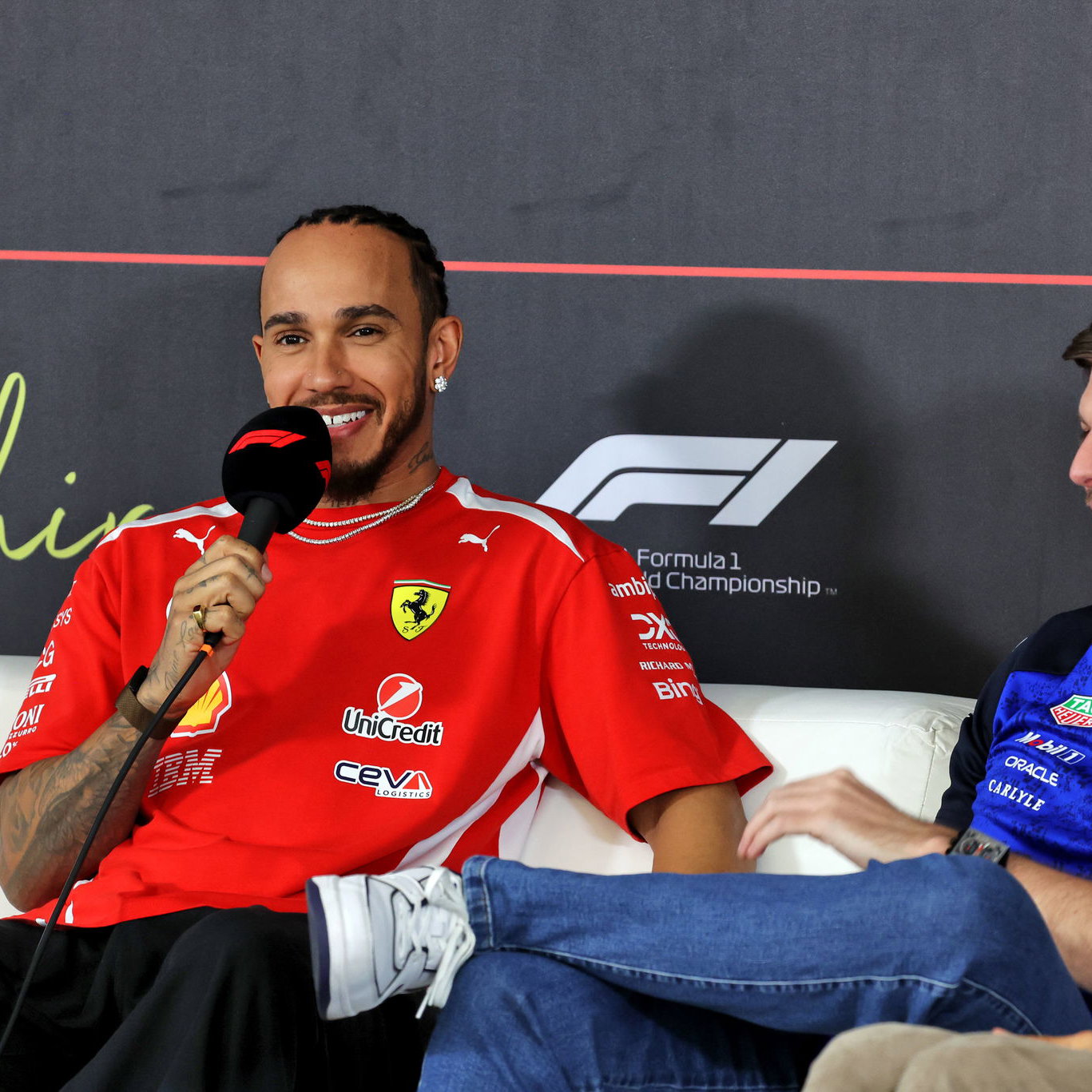 Lewis Hamilton speaking during pre-season testing