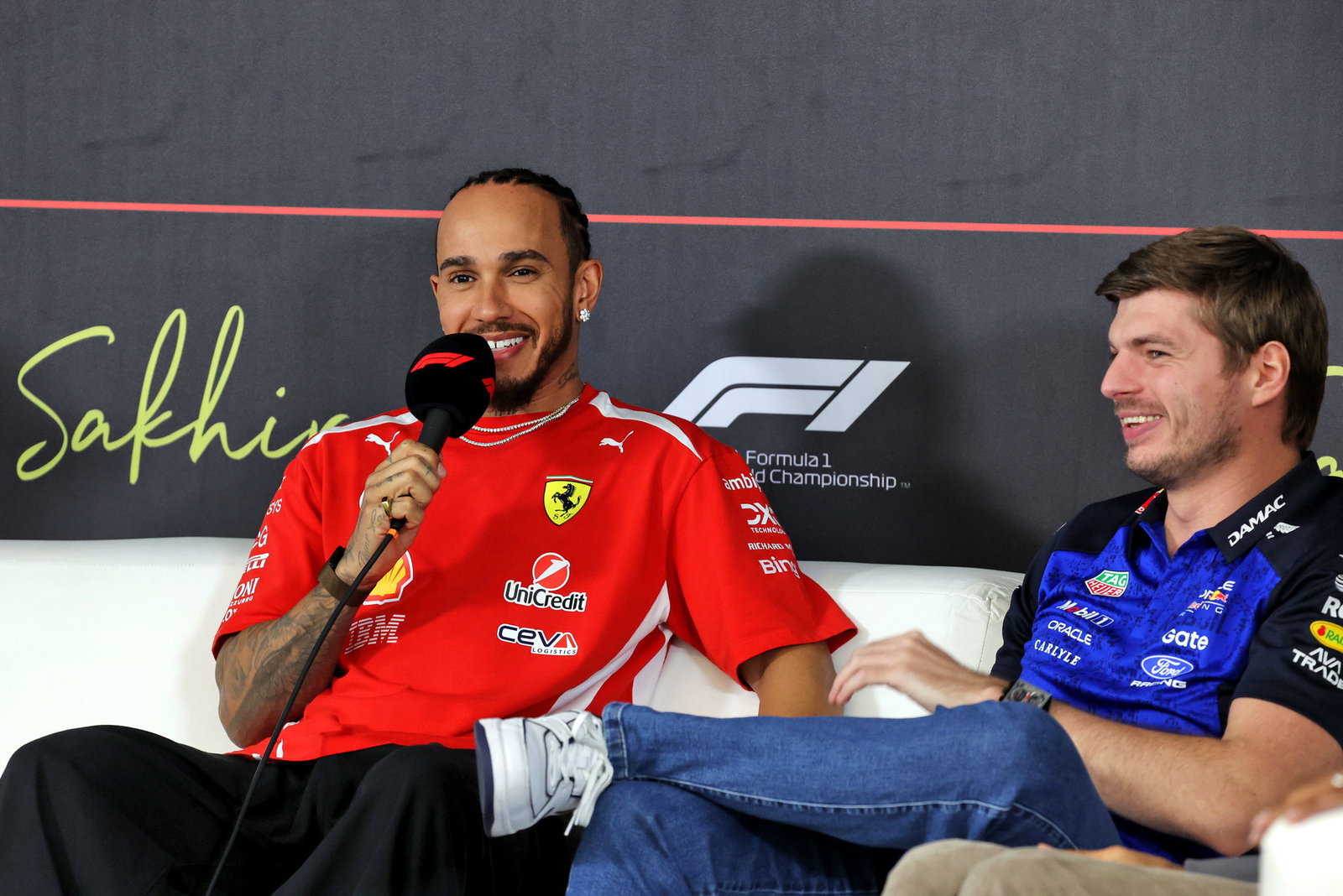 Lewis Hamilton speaking during pre-season testing