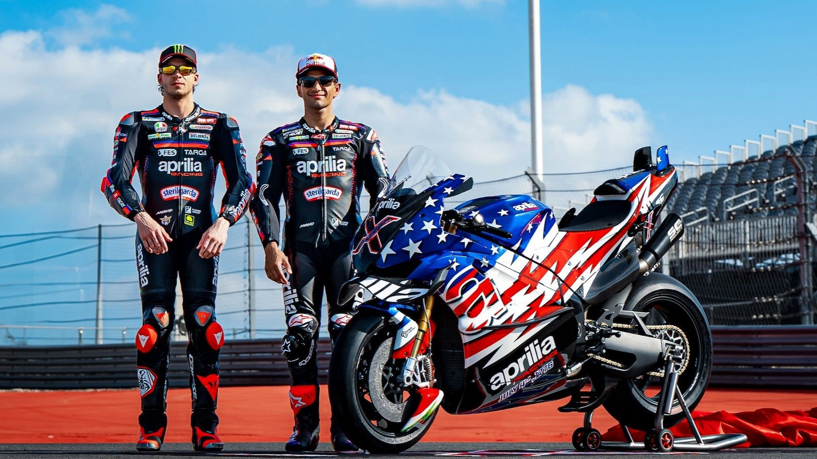 Marco Bezzecchi, Jorge Martin unveil the ‘Aprilia X 250TH’ at COTA.