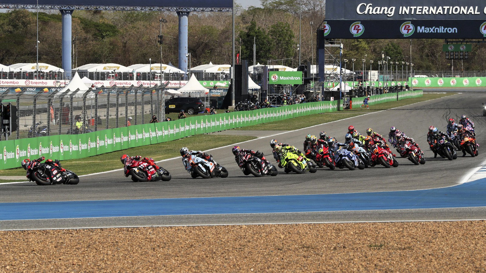 Marco Bezzecchi leads, 2026 Thai MotoGP.