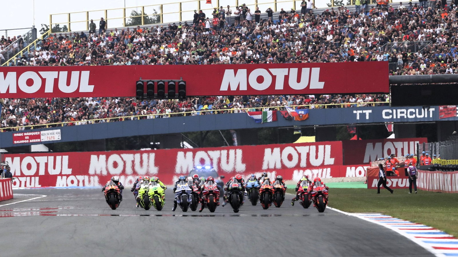 Start, 2025 Dutch MotoGP at Assen.