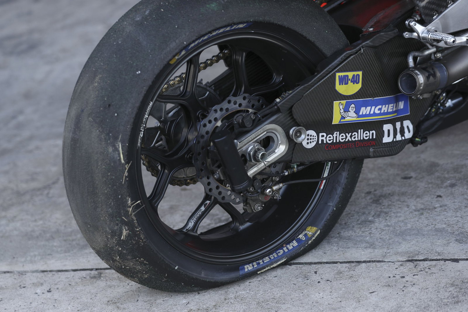 Marc Marquez's damaged rear wheel at the 2026 Thai MotoGP