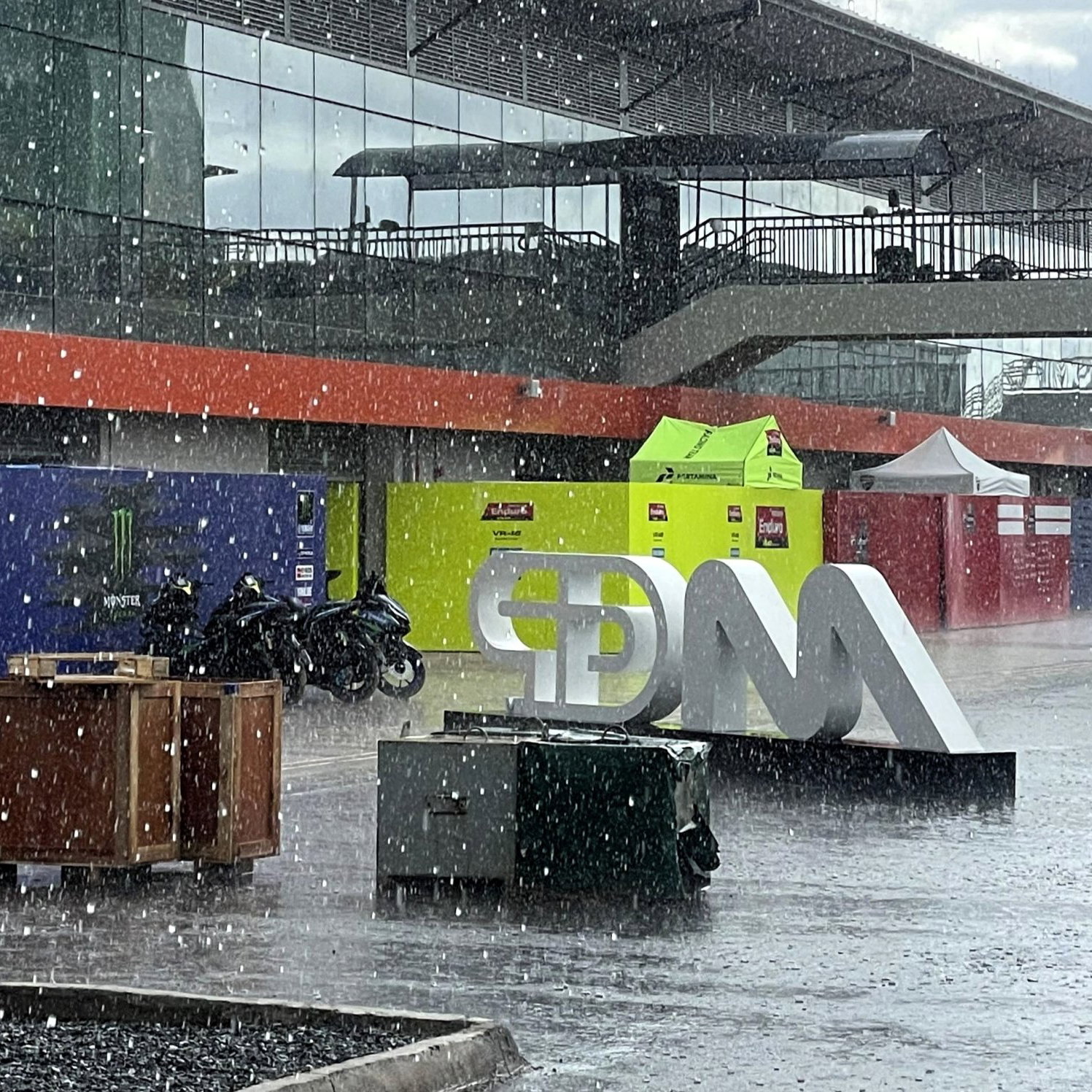 Rain storm on Thursday at the 2026 Brazilian MotoGP.
