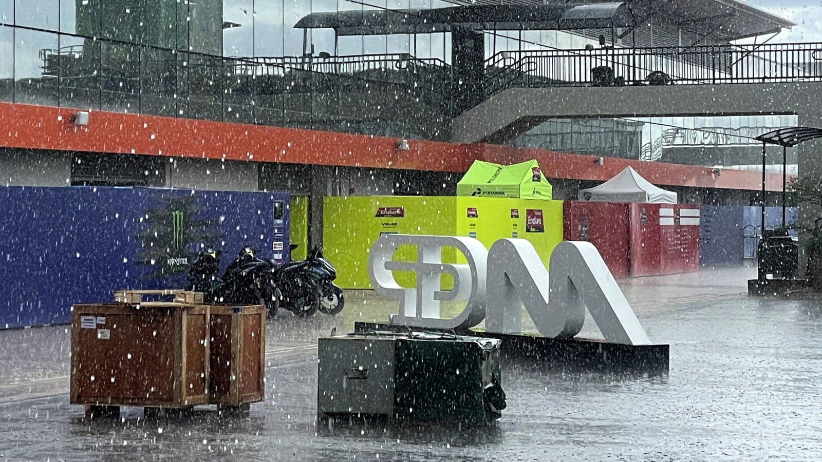 Rain storm on Thursday at the 2026 Brazilian MotoGP.