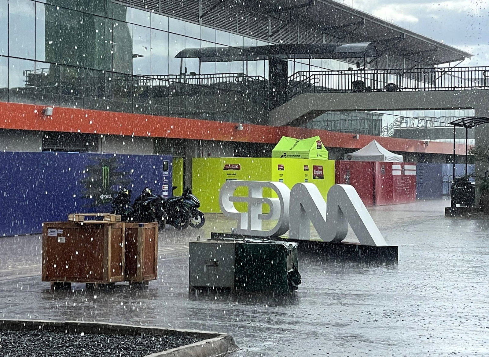 Rain storm on Thursday at the 2026 Brazilian MotoGP.