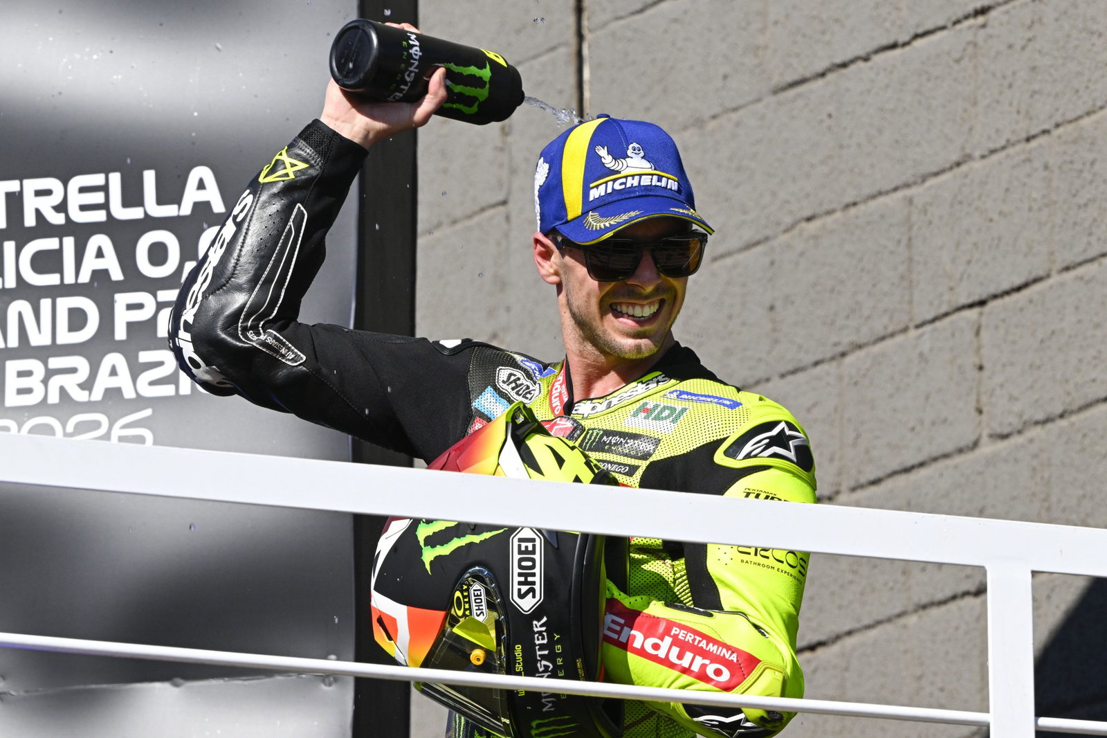 Fabio Di Giannantonio, 2026 MotoGP Brazilian Grand Prix, podium. Credit: Gold and Goose.