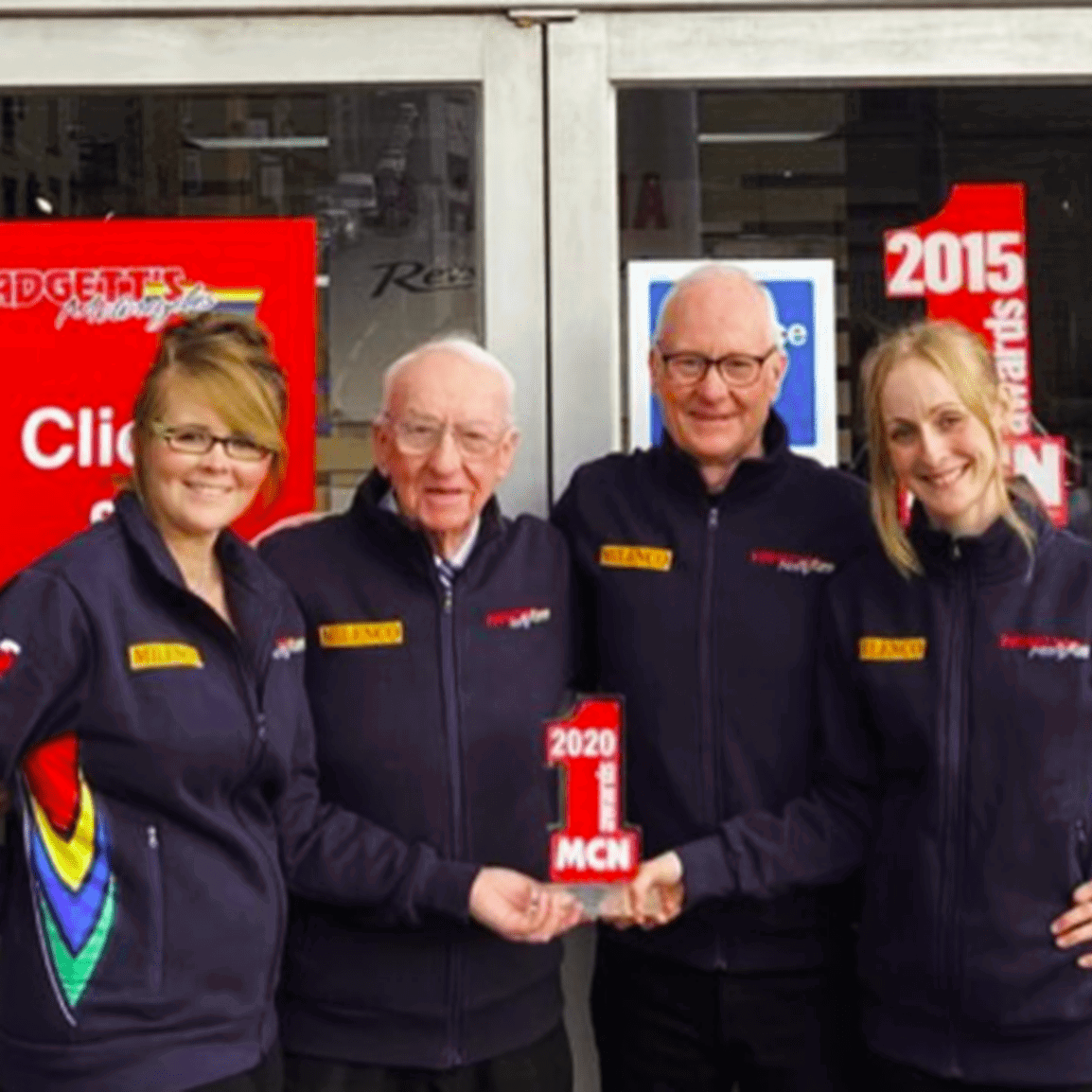 Peter Padgett with Clive, Cath, and Helen Padgett. Credit: Facebook/Padgett's Motorcycles.
