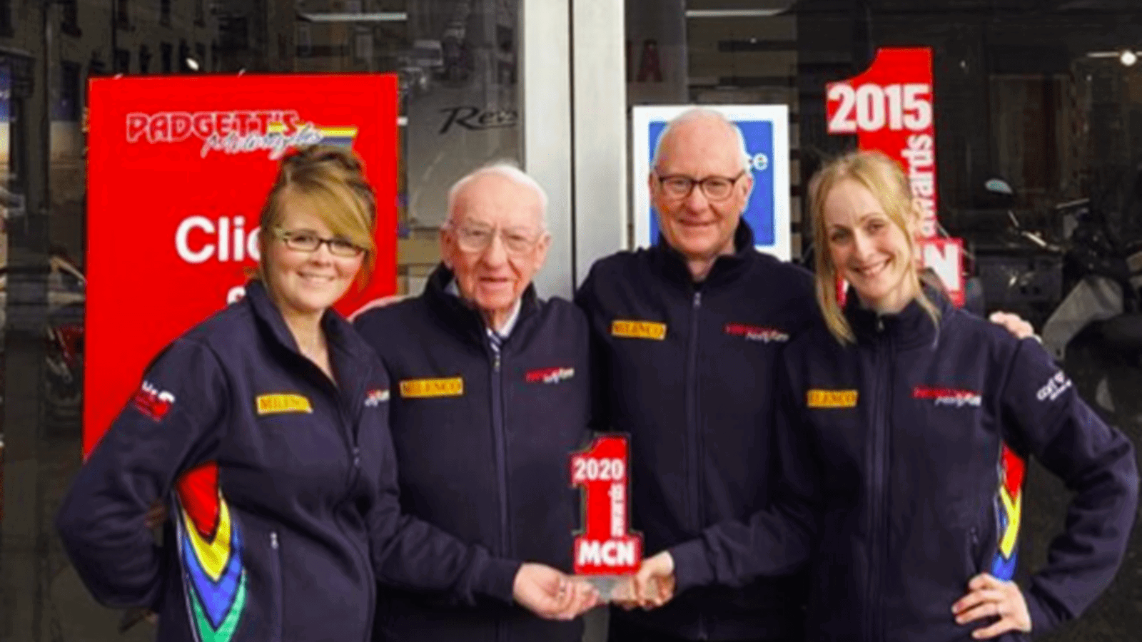 Peter Padgett with Clive, Cath, and Helen Padgett. Credit: Facebook/Padgett's Motorcycles.