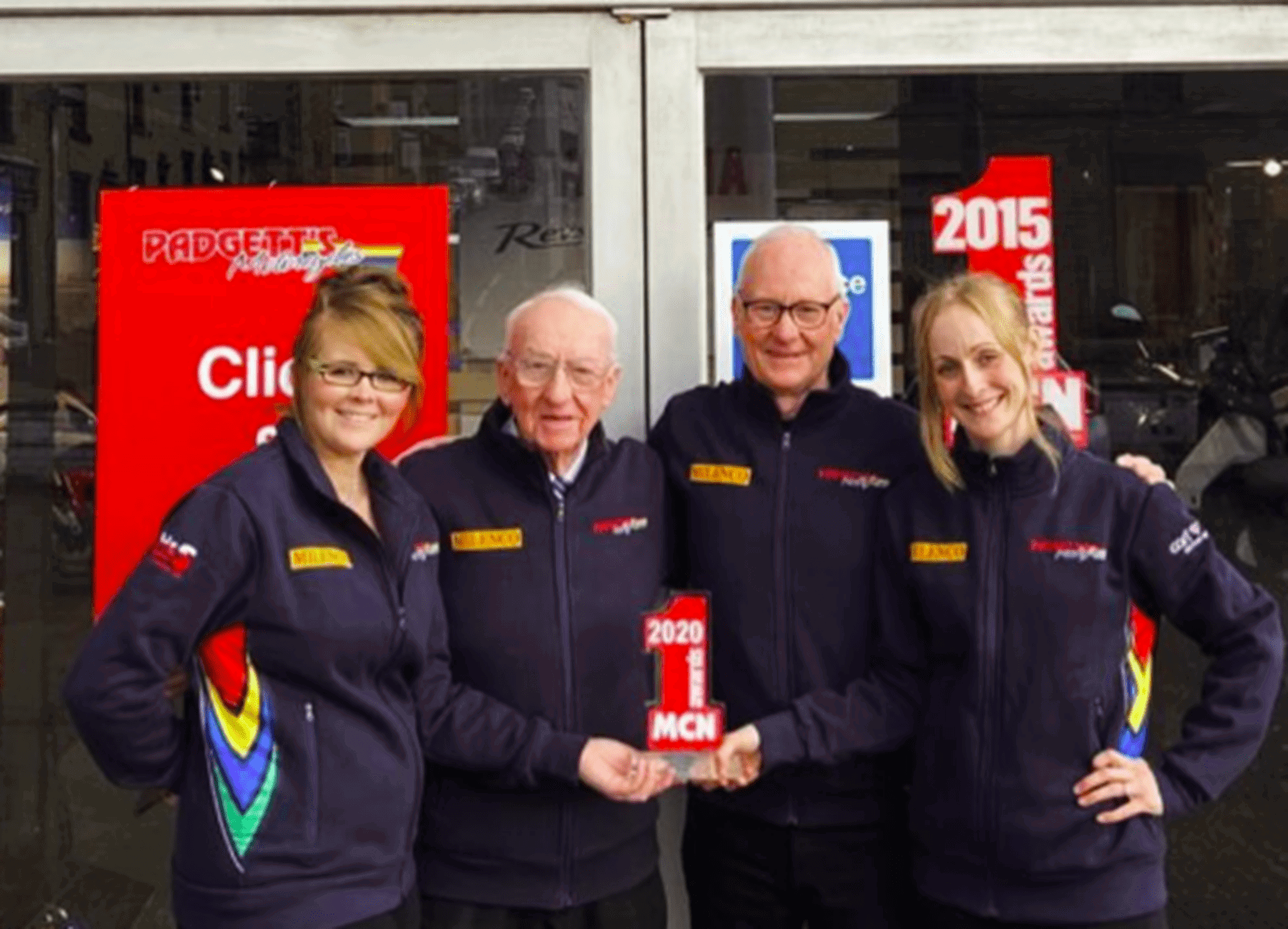 Peter Padgett with Clive, Cath, and Helen Padgett. Credit: Facebook/Padgett's Motorcycles.