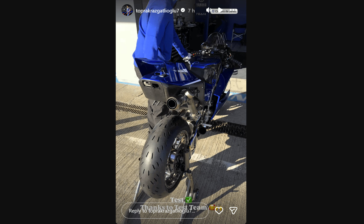 Toprak Razgatlioglu completes private Jerez test (pic: @toprakrazgatlioglu7).