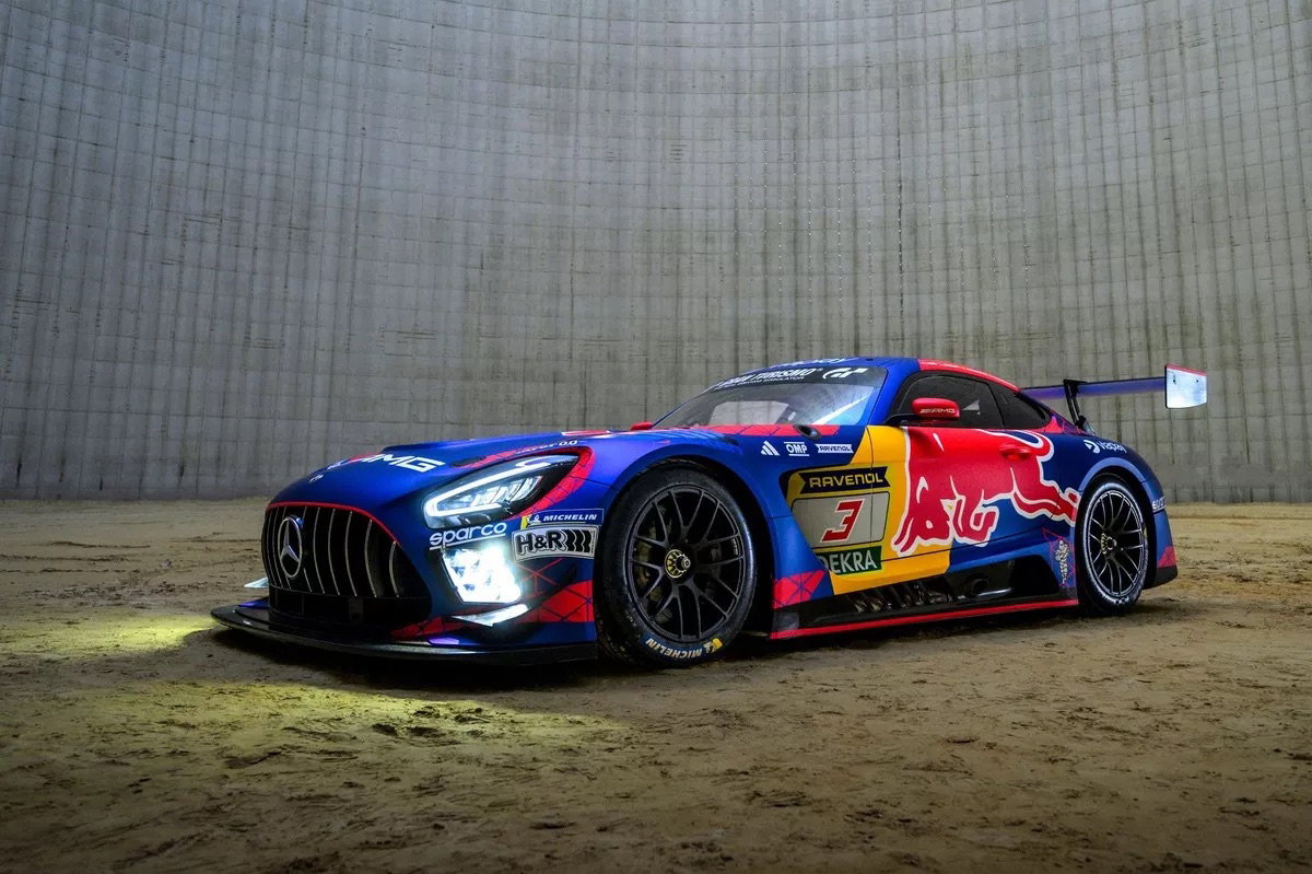The Red Bull-branded Mercedes GT3 Verstappen will race in