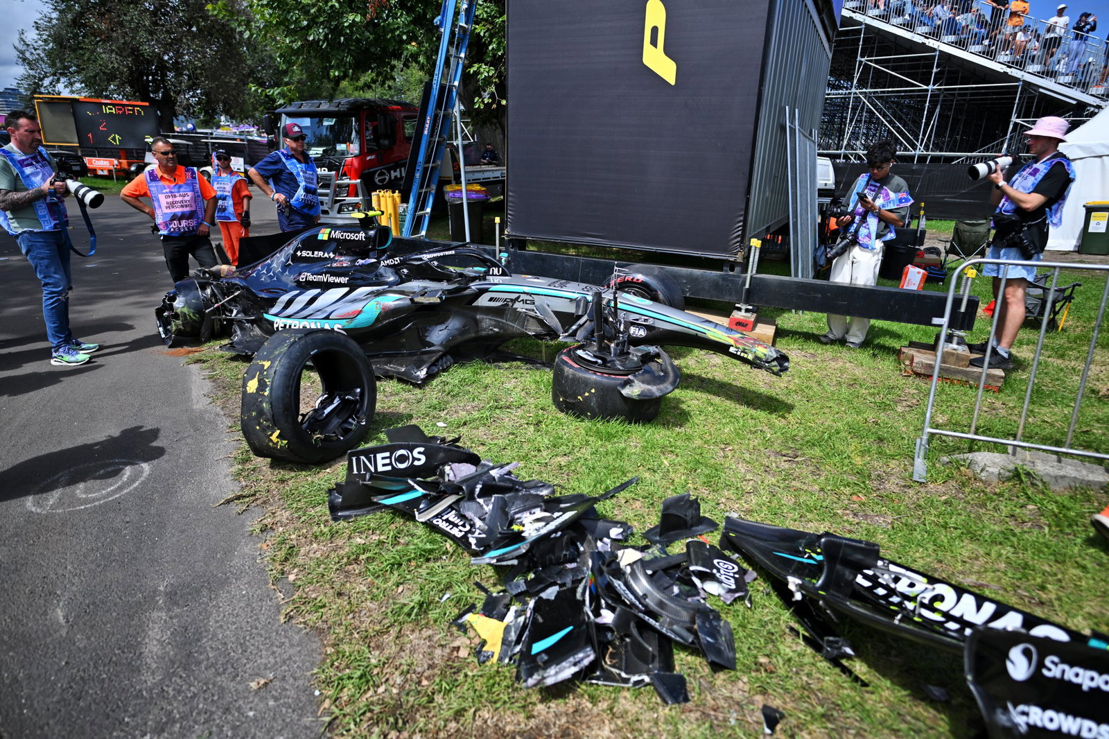 Kimi Antonelli's stricken Mercedes W17