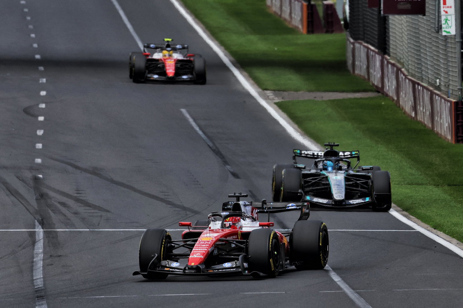 Leclerc battled Russell for the lead early on