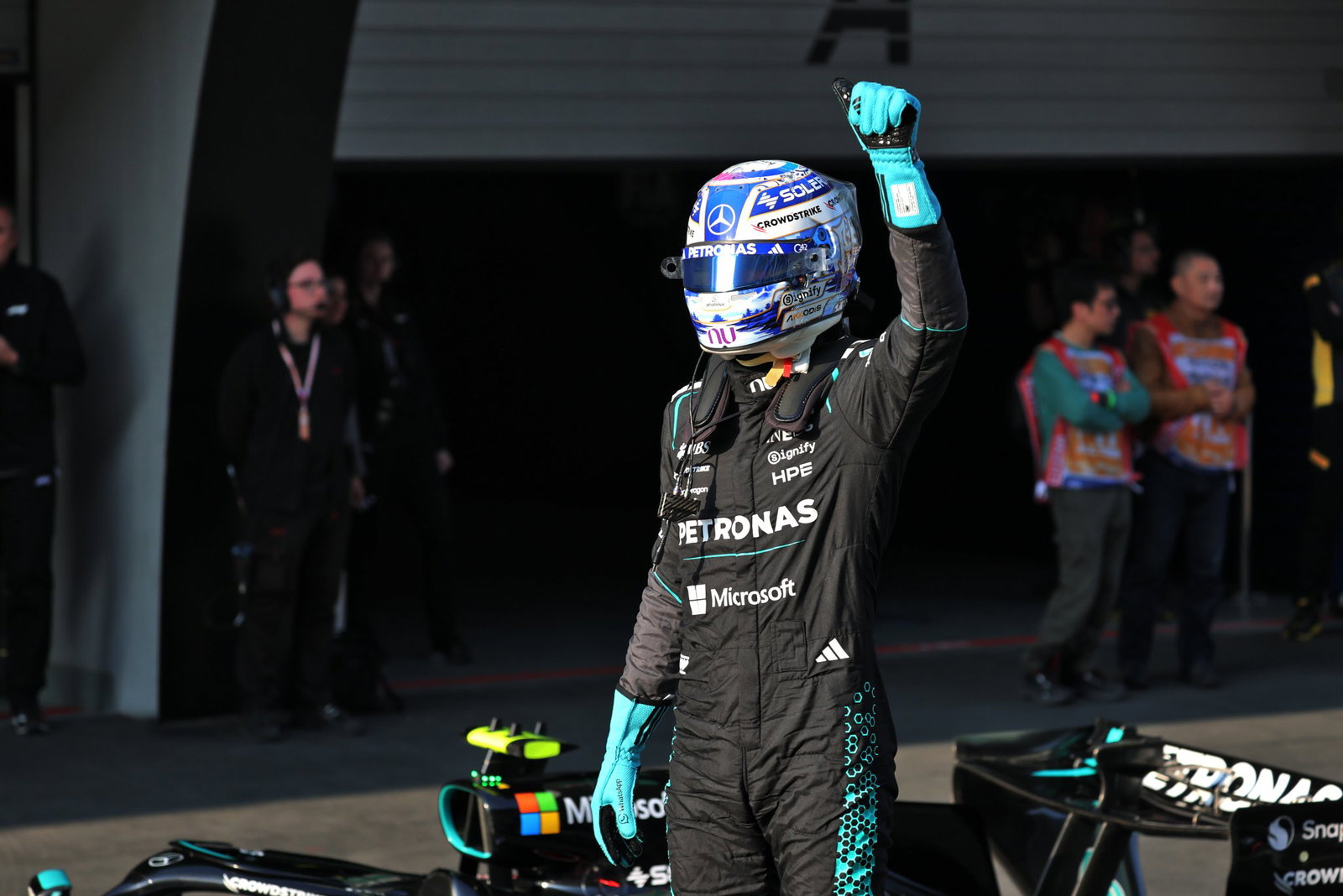 Russell celebrates his first-ever F1 sprint pole