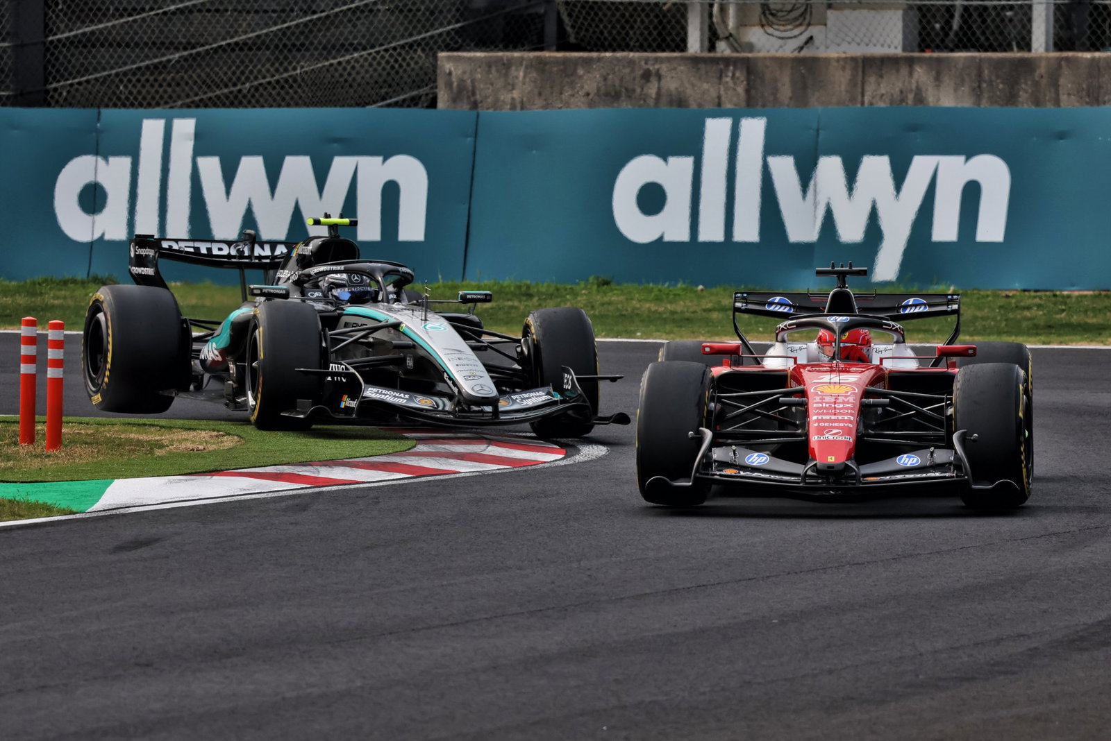 Leclerc beat Russell's Mercedes to the podium