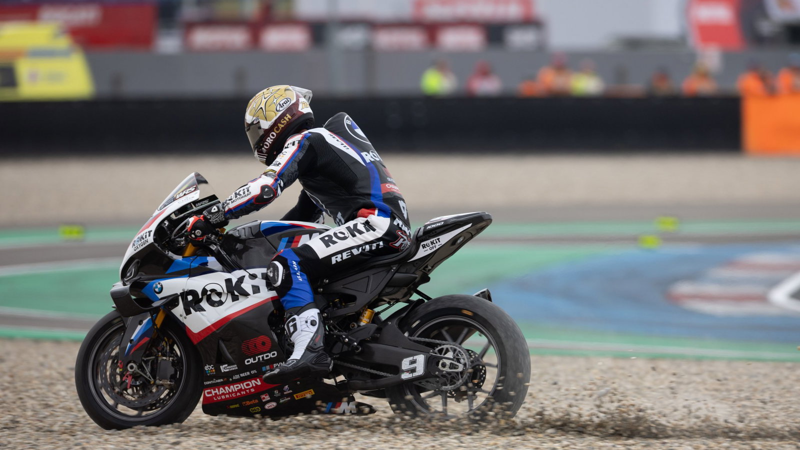 Danilo Petrucci runs into the gravel, 2026 Dutch WorldSBK Race 1. Credit: Gold and Goose.