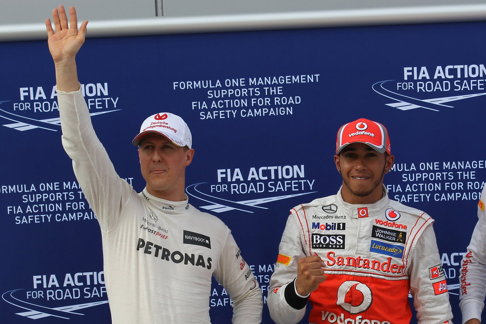 Michael Schumacher and Lewis Hamilton