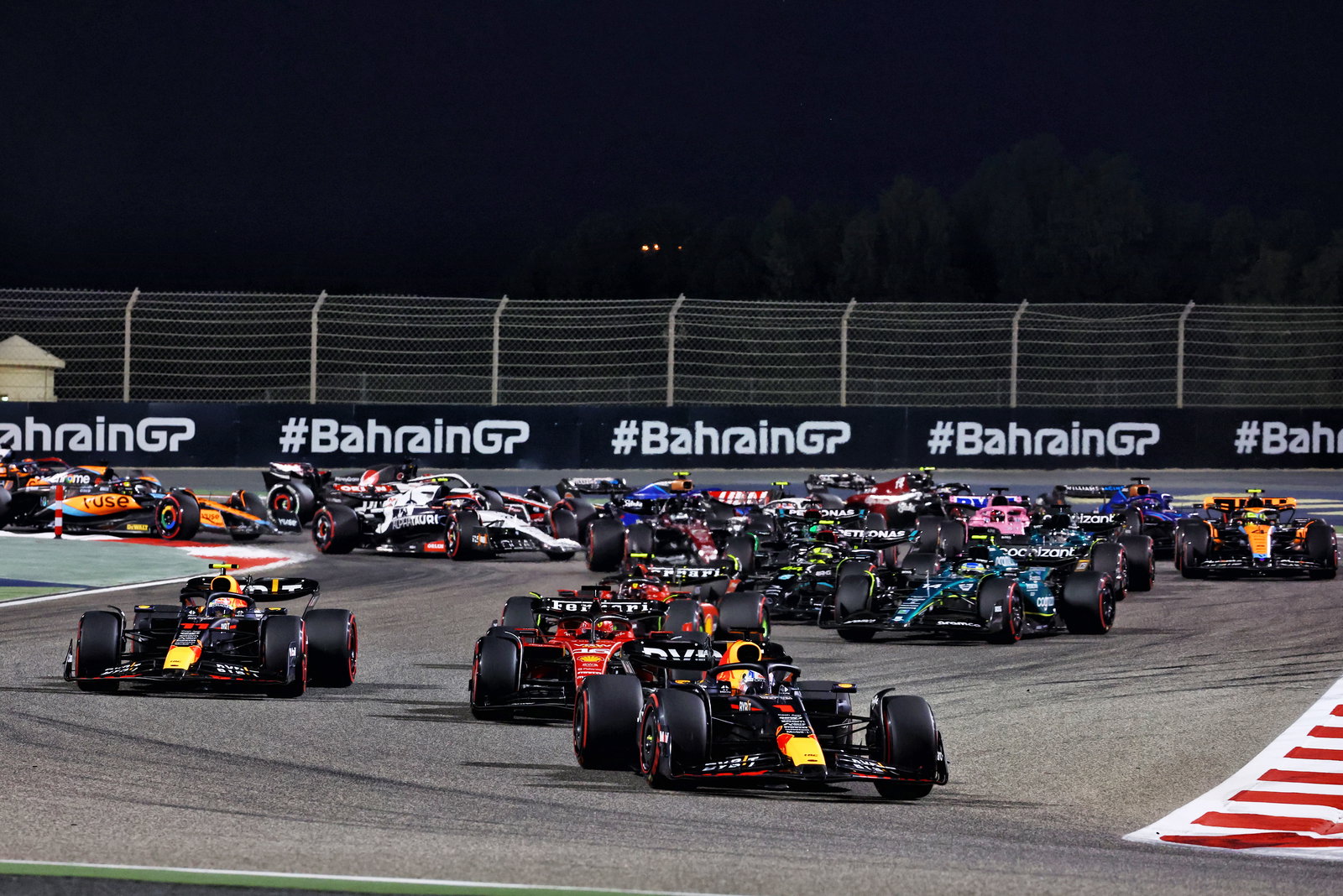 F1 Bahrain GP: Max Verstappen leads Red Bull 1-2 as Fernando Alonso passes Lewis Hamilton on way to podium