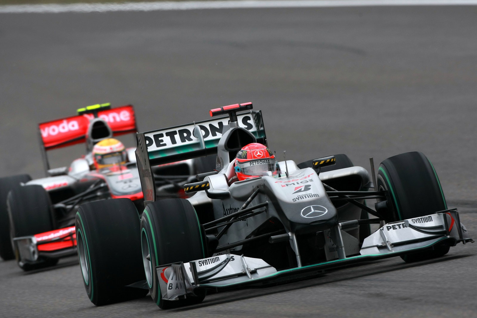 Three times Michael Schumacher and Lewis Hamilton went wheel-to-wheel in F1