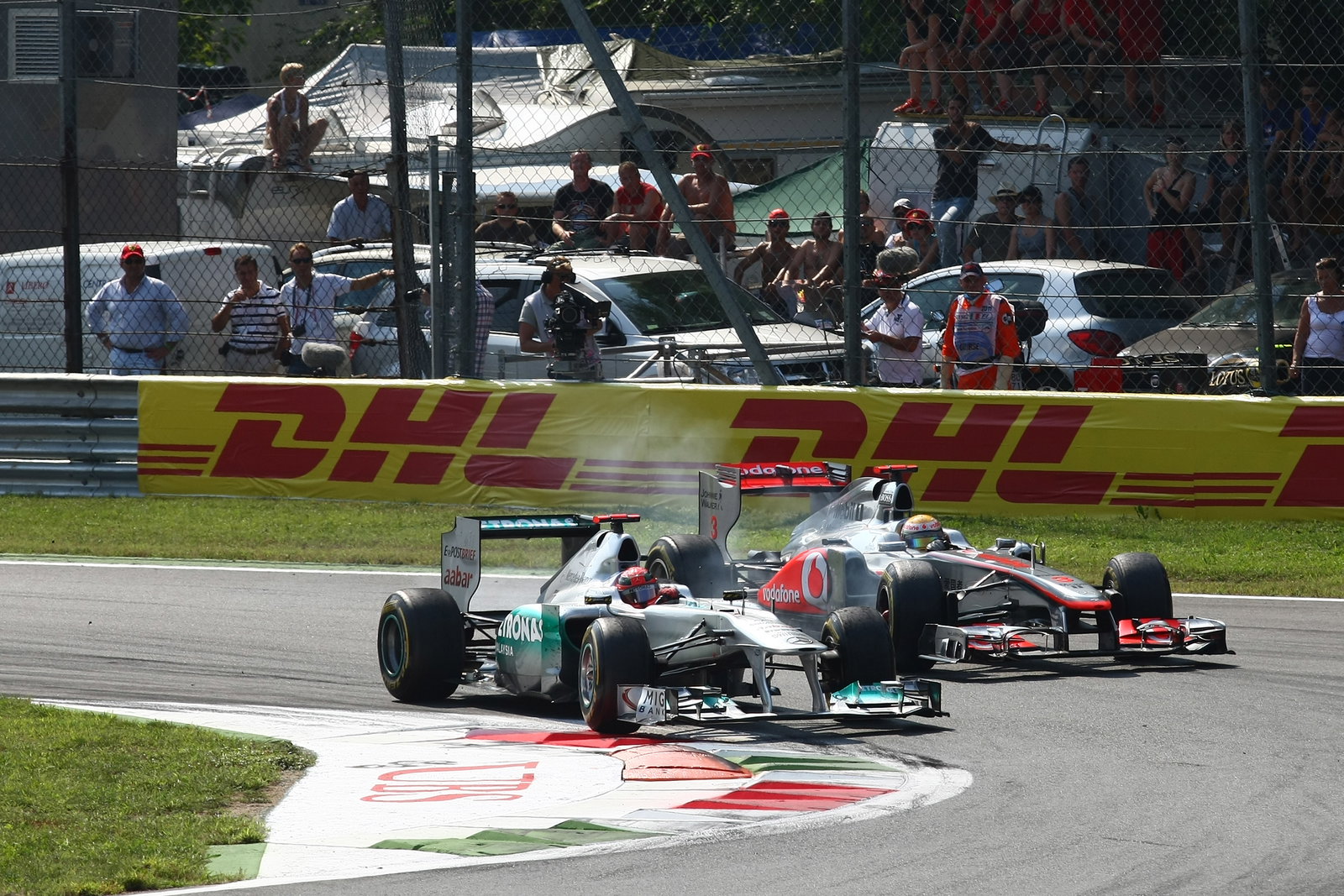 Three times Michael Schumacher and Lewis Hamilton went wheel-to-wheel in F1