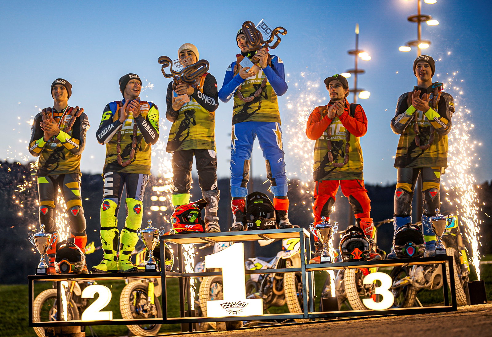 Podium at the 2022 100km of Champons at Valentino Rossi's ranch.