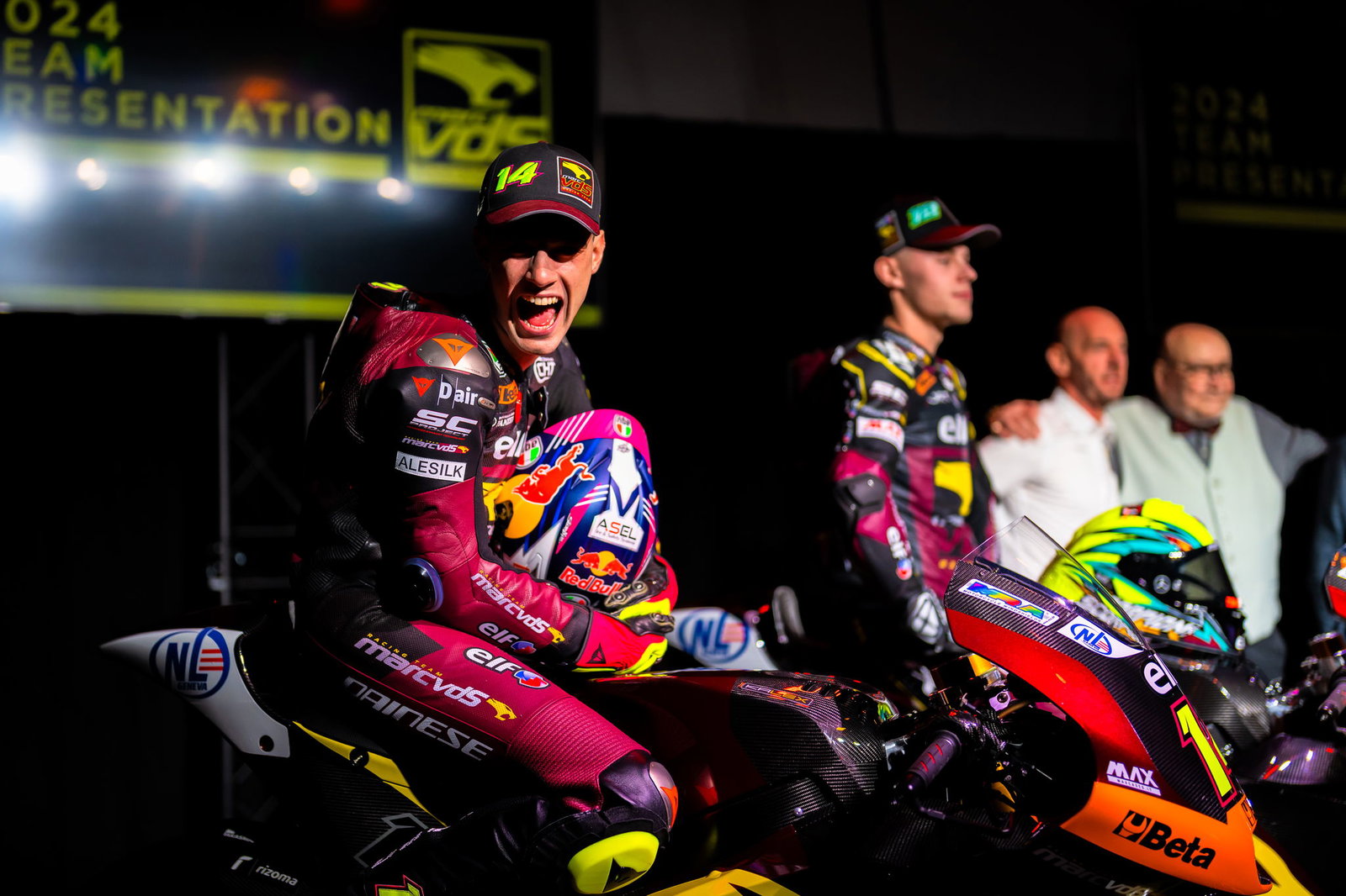 Tony Arbolino and Filip Salac at 2024 Marc VDS Moto2 launch
