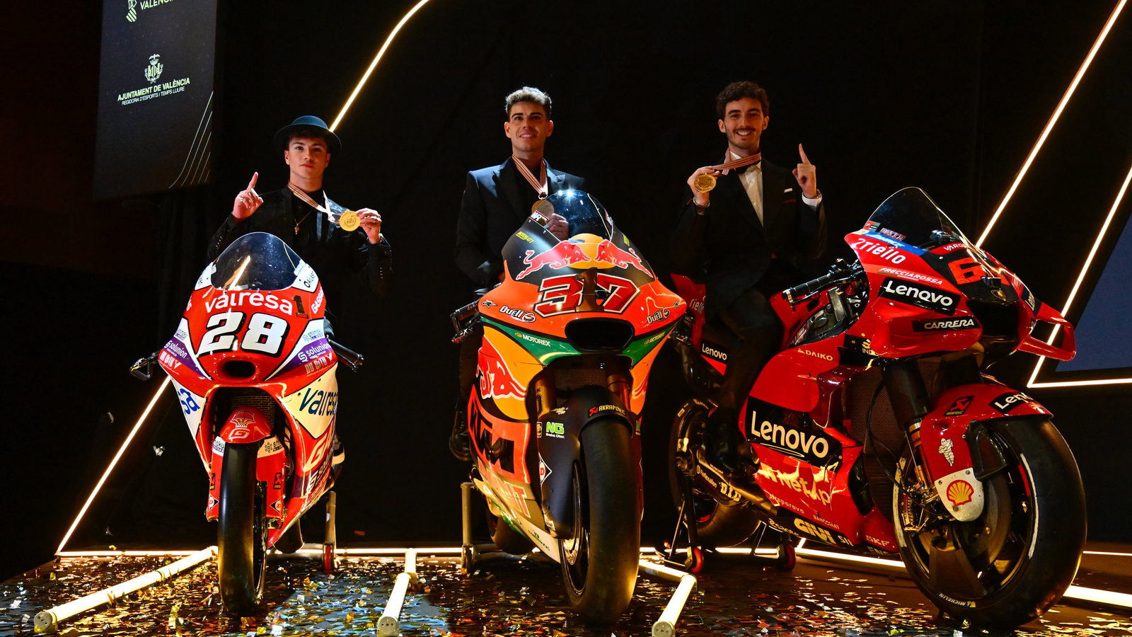 Bagnaia, Fernandez and Guevara - 2022 world champions