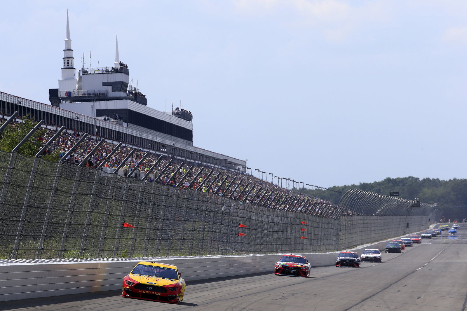 Denny Hamlin defeats Erik Jones in Pocono overtime