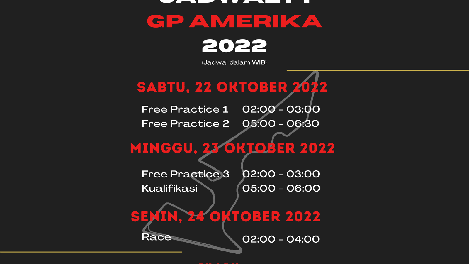 American F1 Grand Prix Schedule in Western Indonesian Time