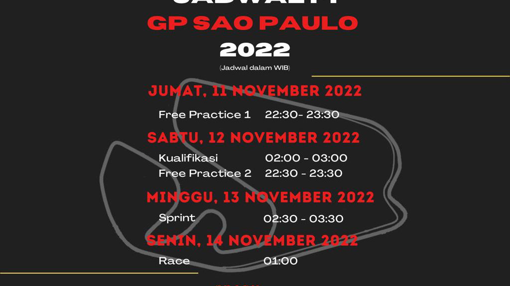 Schedule Sao Paulo Grand Prix (in Indonesian Time)