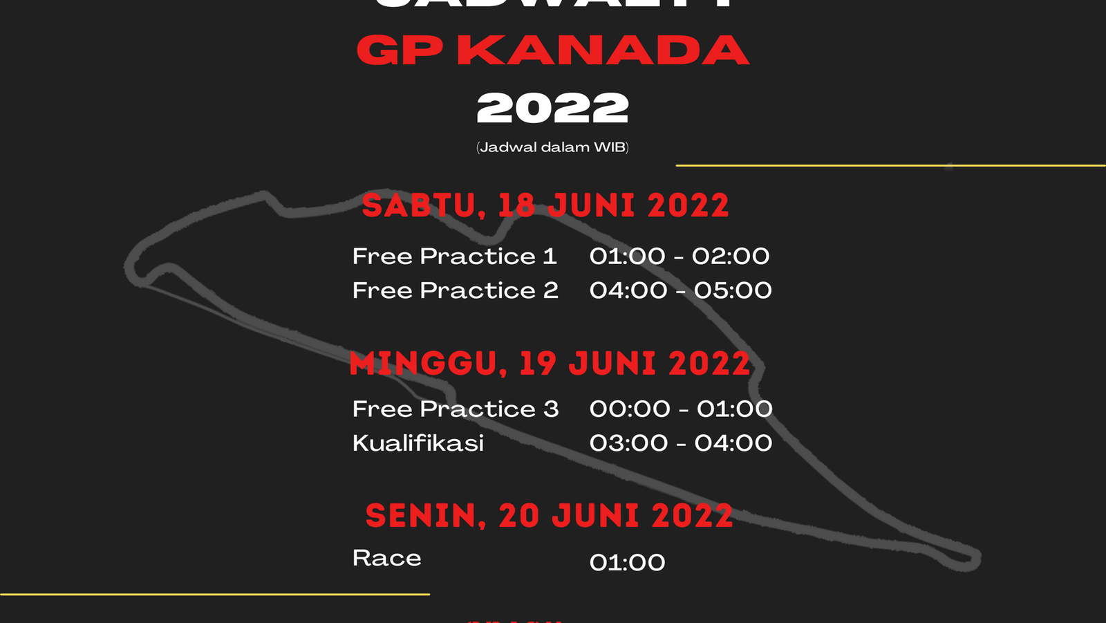 Canadian Grand Prix Schedule in Indonesian