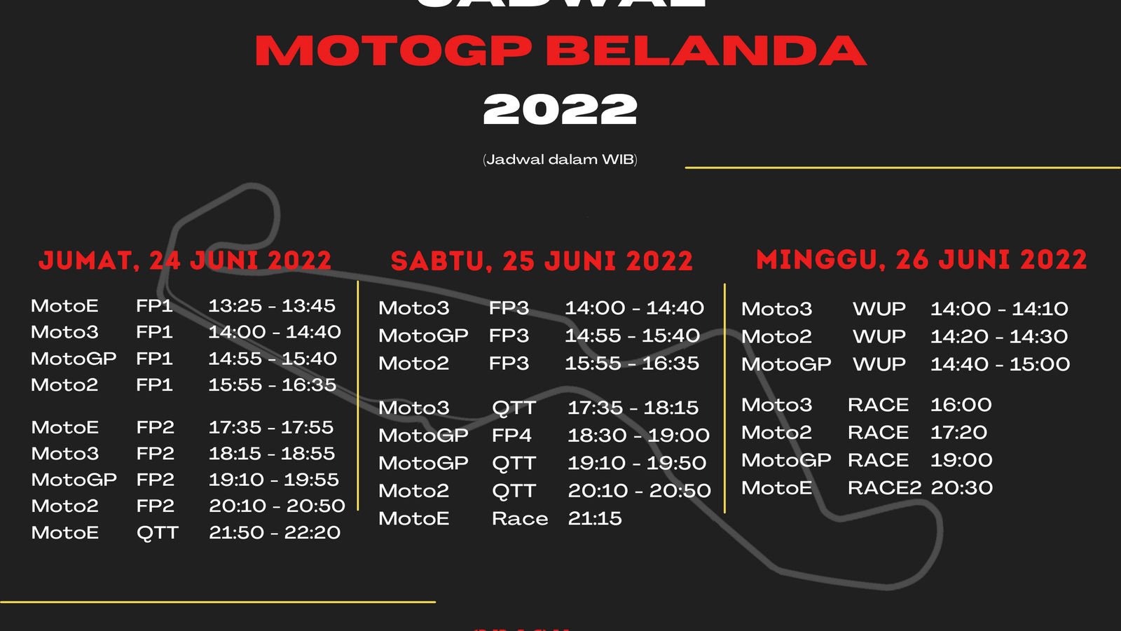 Dutch MotoGP Schedule (in Indonesian)