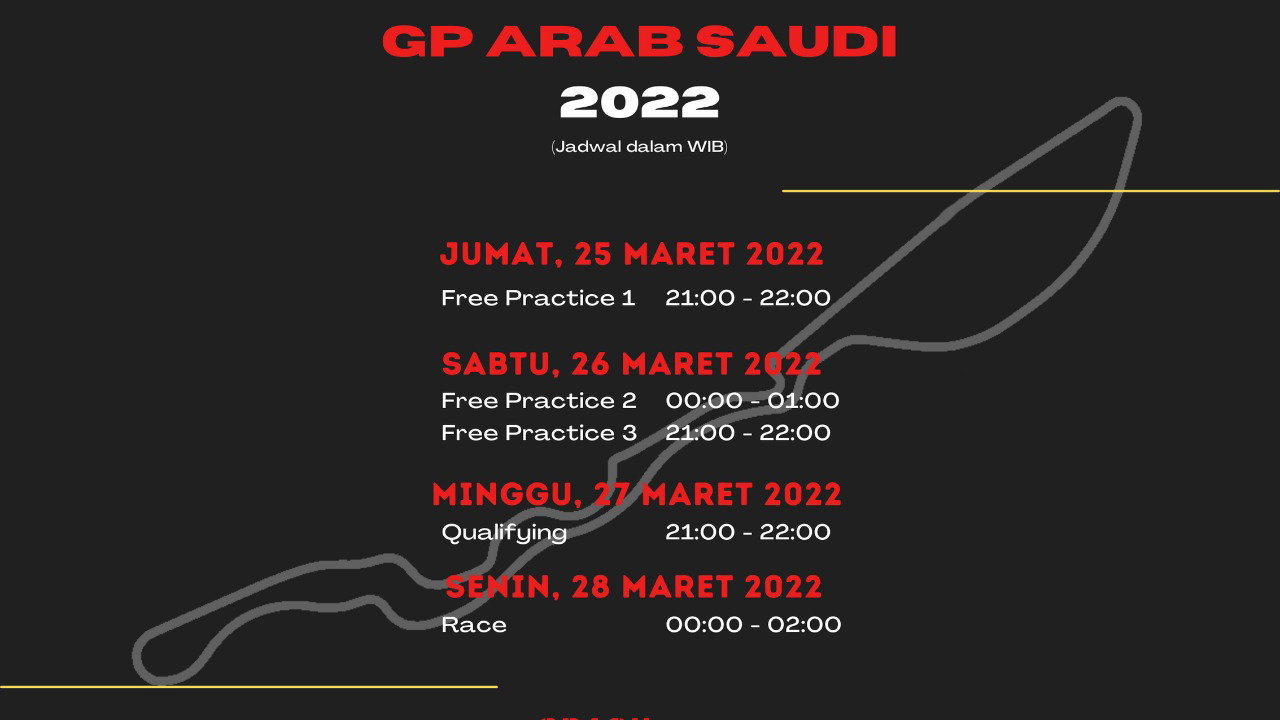 Jadwal F1 GP Arab Saudi (Indonesia)