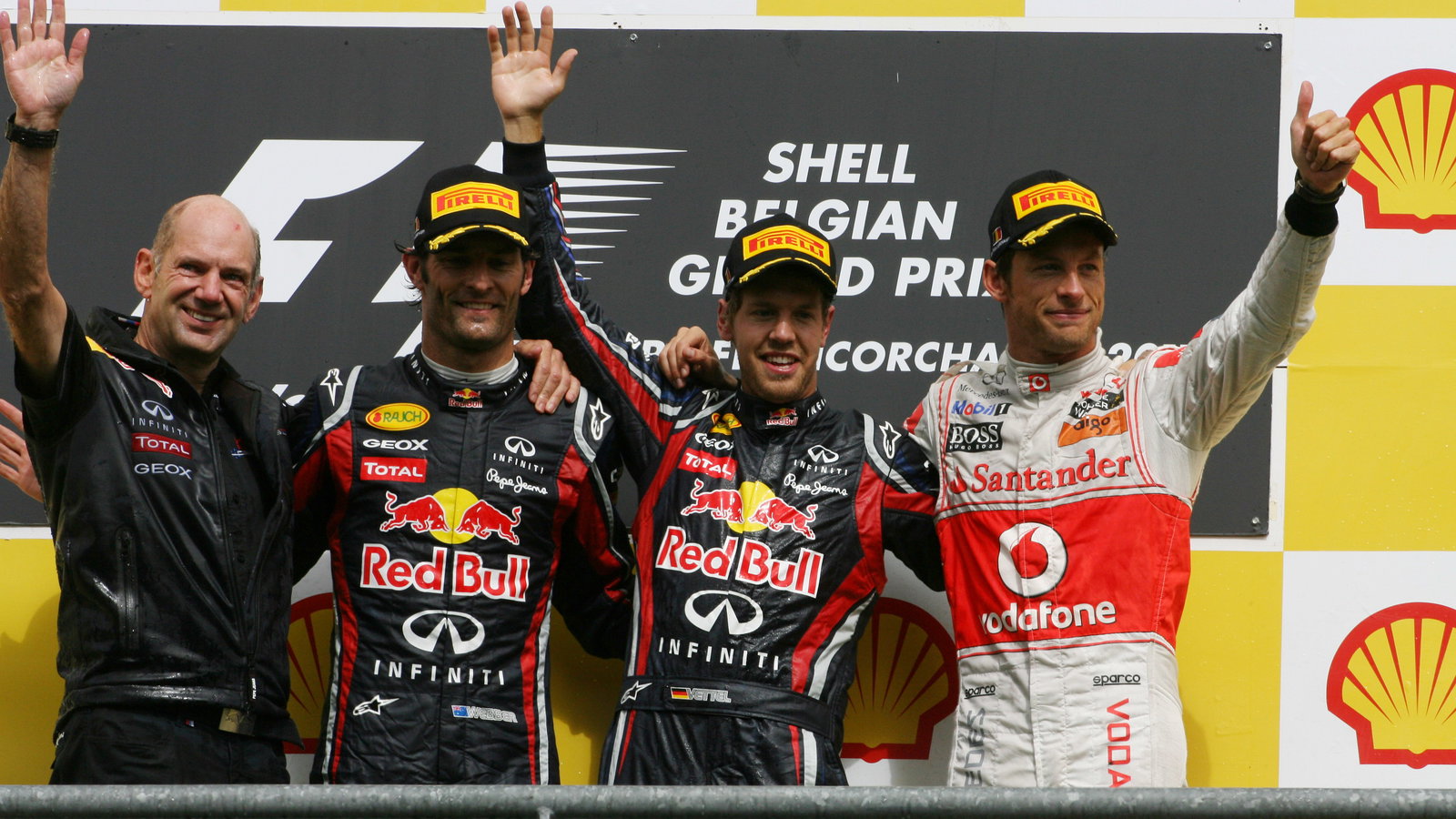 28.08.2011- Race, Sebastian Vettel (GER), Red Bull Racing, RB7 race winner, Mark Webber (AUS), Red B